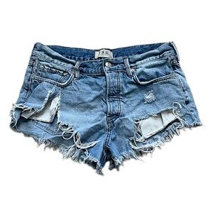 We The Free Free People | Heavy Distressed Jean Button Fly Shorts